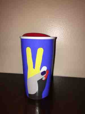 Starbucks 2017 Ceramic Tumbler 12oz. "Peace Sign" multi-color (NEW) collectible - Sold on eBay Sep, 26th 2018 for $9.99