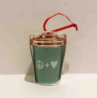 NEW Starbucks Peace Love Green Christmas Ornament Ceramic Tumbler Mug 2017 - Sold on eBay Sep, 26th 2018 for $7.90
