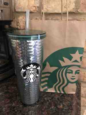 Starbucks Christmas Holiday 2017 Green Sequins Venti Tumbler 24 Oz NEW - Sold on eBay Sep, 24th 2018 for $24.50