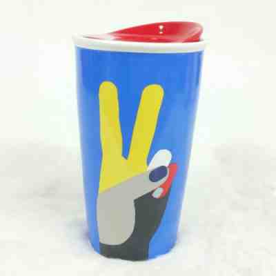 Starbucks Coffee 2017 Peace Sign 12 Oz. Travel Tumbler Ceramic Mug Travel Cup - Sold on eBay Sep, 22nd 2018 for $14.99