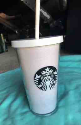 Starbucks 2017 White Glitter Grande Cold Cup Tumbler 16 oz NEW - Sold on eBay Sep, 20th 2018 for $19.50