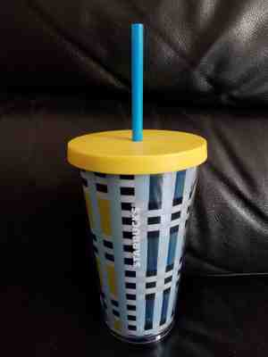 NEW RELEASE STARBUCKS 2018 Cold Cup 16oz Yellow Blue PLAID Tumbler + Straw RARE - Sold on eBay Nov, 9th 2018 for $12.95
