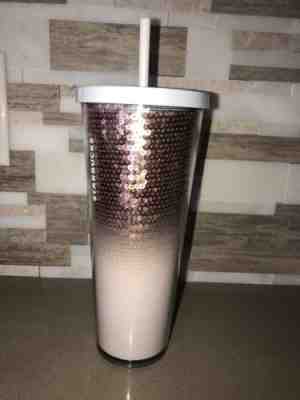 NEW Starbucks 2018 Rose Gold Holiday Sequin Glitter Tumbler Cup 24 OZ - Sold on eBay Nov, 9th 2018 for $39.99