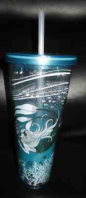 2018 Starbucks Cold Cup Swim Siren Mermaid 24 oz Venti tumbler with straw sku - Sold on eBay Nov, 7th 2018 for $23.99