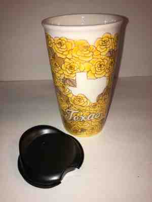 Starbucks 2016 10 oz Texas Ceramic Traveler Cup Tumbler Yellow Rose Of Texas - Sold on eBay Sep, 9th 2018 for $34.88