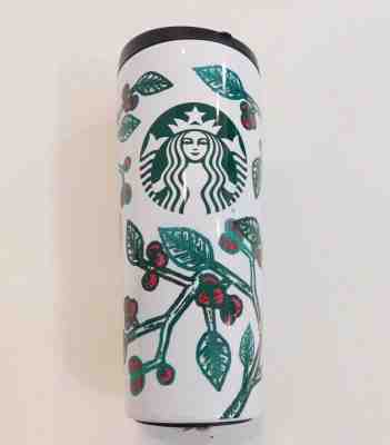 Starbucks 2016 Double Wall Stainless HOLLY BERRY Travel Mug Tumbler EUC - Sold on eBay Sep, 7th 2018 for $14.99