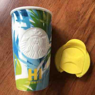 New Starbucks 2016 Dot Series Hawaii Ceramic Tumbler Traveler Mug + Lid 12 OZ - Sold on eBay Sep, 6th 2018 for $29.99