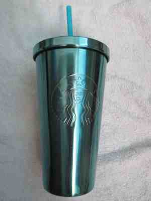 NEW STARBUCKS High Shine TEAL/GREEN STAINLESS COLD CUP Tumbler 2016 RARE - Sold on eBay Sep, 4th 2018 for $33.99