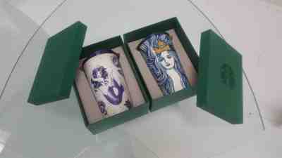 Starbucks 2016 Anniversary Siren Gold & Blue tattoo siren Travel Mug Tumbler  - Sold on eBay Aug, 30th 2018 for $132.00