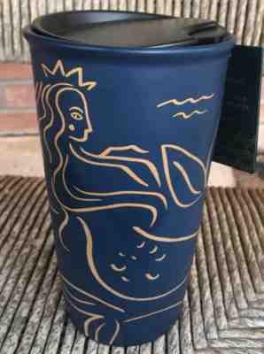 Starbucks 2017 Anniversary Collection Blue Matte Mermaid Ceramic Travel Tumbler - Sold on eBay Sep, 18th 2018 for $28.99