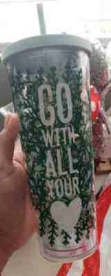 NEW Starbucks Tumbler 24oz Go With All Your Heart Green 2017 Cold Cup - Sold on eBay Sep, 13th 2018 for $32.00