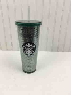 NEW 2017 STARBUCKS COLD CUP CLEAR GREEN SEQUINS MUG TUMBLER 24 fl oz VENTI - Sold on eBay Sep, 8th 2018 for $20.00