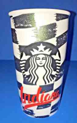  Starbucks 2017 Special Indiana RACING "Checkered Flag” Ceramic Tumbler (NEW) - Sold on eBay Sep, 8th 2018 for $23.00