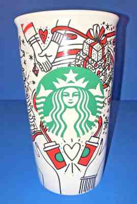 2017 Christmas STARBUCKS Coffee Ceramic Holiday Travel Tumbler (NEW) 12oz - Sold on eBay Sep, 8th 2018 for $19.99