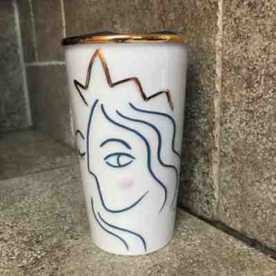 New Starbucks 2017 Crowned Siren Anniversary White Gold Tumbler Mug with lid - Sold on eBay Sep, 7th 2018 for $17.00