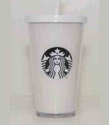 NEW 2017 STARBUCKS IRIDESCENT WHITE GLITTER TUMBLER 16oz Grande  CUP - Sold on eBay Sep, 7th 2018 for $20.00