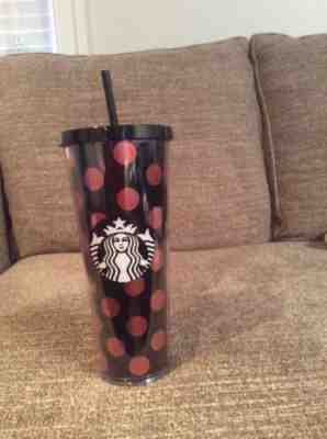 STARBUCKS COFFEE 2017 ROSE GOLD & BLACK POLKA DOT COLD CUP TUMBLER 24 oz. NEW - Sold on eBay Sep, 5th 2018 for $19.99