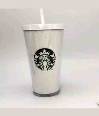 Starbucks 2017 White Glitter Grande Cold Cup Tumbler 16 oz NEW - Sold on eBay Sep, 4th 2018 for $26.77