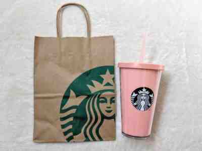 2017 Starbucks Rose Gold Pink Glitter Cold Cup Tumbler 16 oz Grande - Sold on eBay Sep, 4th 2018 for $50.00