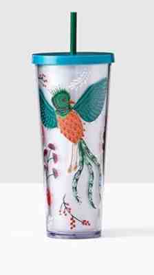 Starbucks Cold Cup 2017 Quetzal Bird Flowers Acrylic Tumbler Venti 24oz - Sold on eBay Sep, 3rd 2018 for $40.00
