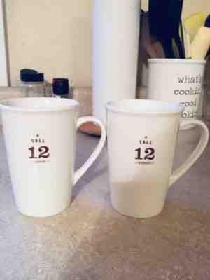 LOT OF 2 STARBUCKS 2010 TALL 12OZ EST 1971  COFFEE MUGS 12OZ - Sold on eBay Nov, 23rd 2018 for $19.99