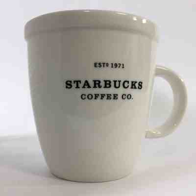 2001 Starbucks Coffee Logo Abbey mug EST 1971 White with Black letters VINTAGE - Sold on eBay Nov, 22nd 2018 for $9.99
