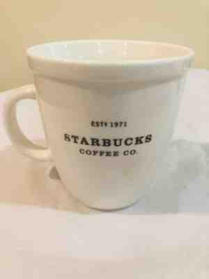 Starbucks 2001 Barista Abbey White Black Coffee Mug Cup 18 oz Estd 1971 - Sold on eBay Nov, 20th 2018 for $21.00