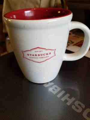 2006 Starbucks Logo est 1971 Abbey Classic White Red Interior 13 Oz Coffee Mug - Sold on eBay Nov, 19th 2018 for $4.00