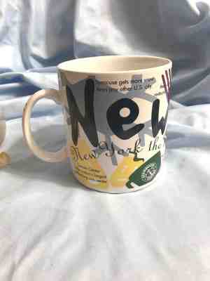 Starbucks Mug STATES OF BEAN NEW YORK STATE & CITY Jan Belson 1997- LARGE! - Sold on eBay Nov, 21st 2018 for $19.99