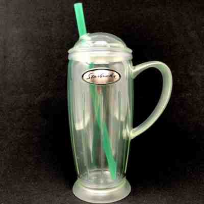 Vtg 2001 Starbucks Cold Cup w/ Handle Barista Soda Fountain w/ Lid + Straw GREEN - Sold on eBay Sep, 16th 2018 for $18.00