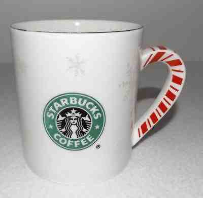BIG Starbucks Barista Coffee Mug Cup Christmas 2001 Candy Cane Handle Snowflakes - Sold on eBay Sep, 15th 2018 for $9.95