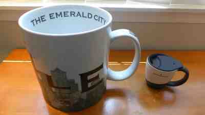 GIANT RARE 2002 STARBUCKS Seattle CITY SKYLINE SERIES One MUG Barista 2.5 GALLON - Sold on eBay Nov, 21st 2018 for $700.00