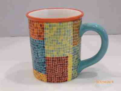 STARBUCKS 2002 BARISTA MOSAIC DESIGN MUG ORANGE YELLOW GREEN BLUE 18 OZ - Sold on eBay Nov, 20th 2018 for $15.99