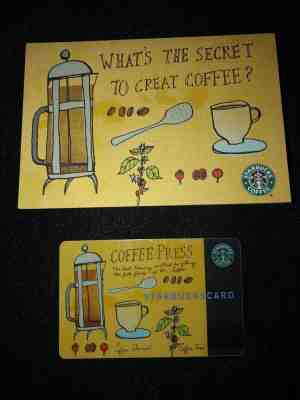 Starbucks card French Press 2003 + sleeve Retired Near Mint. - Sold on eBay Nov, 10th 2018 for $22.99