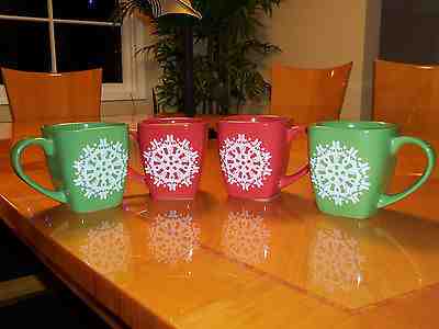  FOUR (4) 2004 Starbucks SNOWFLAKE Christmas Holiday Mugs 12 ounce BRAND NEW  - Sold on eBay Nov, 21st 2018 for $40.49