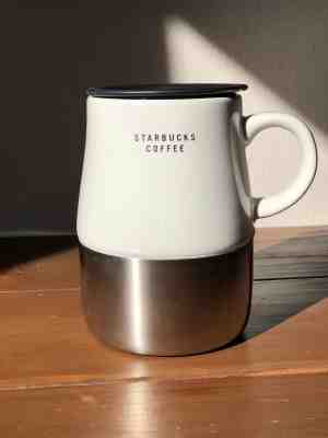 Starbucks Coffee Mug -  Metal Bottom Ceramic 2004 14 oz Travel Mug With Lid  - Sold on eBay Nov, 21st 2018 for $9.99