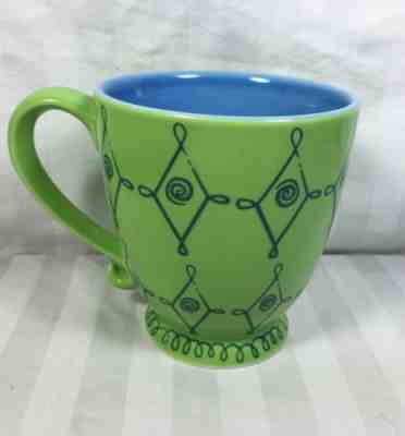 Starbucks 2004 - Green - Blue - Diamond Swirl Pedestal Coffee Mug  - Sold on eBay Nov, 21st 2018 for $9.98