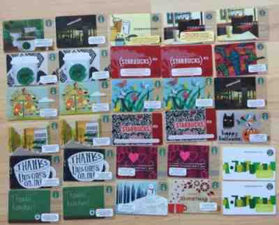 Lot Of 30 (!) Starbucks Card Cards 2004-2017 Gift Cards For Collecting - Sold on eBay Nov, 18th 2018 for $4.99