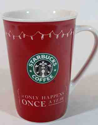 STARBUCKS 2005 MUG Red Stocking Lights Christmas It Only Happens ONCE a Year  - Sold on eBay Nov, 22nd 2018 for $10.50