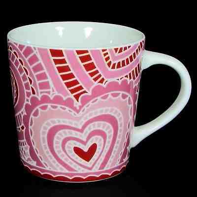 Starbucks Coffee 2005 LACE HEART 16oz Mug Cup Valentine's Day Pink Red Love - Sold on eBay Nov, 21st 2018 for $19.95