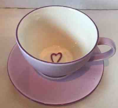 Starbucks Purple Lavender Heart Cup Saucer Set Tea Coffee Cappuccino 2006 12oz - Sold on eBay Nov, 23rd 2018 for $4.00