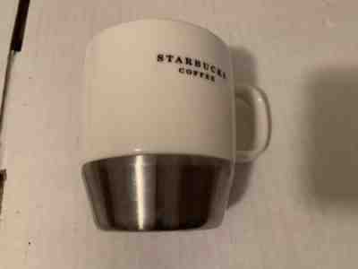 Starbucks Coffee Mug White Ceramic w Stainless Steel 10oz 2006 Rubber Base Urban - Sold on eBay Nov, 22nd 2018 for $9.99