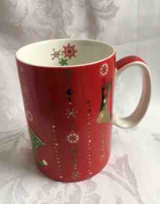 Starbucks 2006 Holiday Gold Stocking Red Coffee Mug 14 oz Christmas Snowflakes - Sold on eBay Nov, 21st 2018 for $12.50