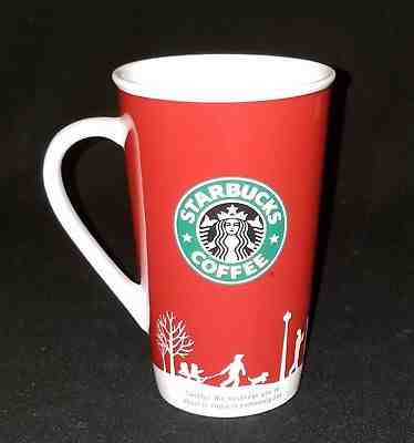 Starbucks Christmas Holiday RED WHITE "CAREFUL" SILHOUETTE paper style Mug 2006 - Sold on eBay Nov, 21st 2018 for $6.00