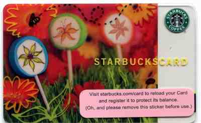 2006 NEW - UNUSED Wildflower Lollipops Starbucks Cards - Sold on eBay Nov, 20th 2018 for $3.99