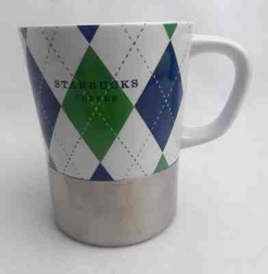 Starbucks Mug Coffee Cup Blue Green 2006 Stainless Steel Base Rubber Bottom - Sold on eBay Nov, 19th 2018 for $13.25
