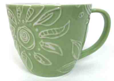 Starbucks Coffee Cup Mug Light Green Floral Design 2006 Textured Design 12 oz.  - Sold on eBay Nov, 18th 2018 for $5.00