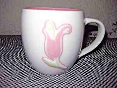 NEW Starbucks Coffee 2006 Embossed Tulip Flower Pink White Mug Cup 14 fl oz Tea - Sold on eBay Nov, 18th 2018 for $4.45