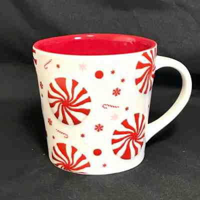 Starbucks 2007 Christmas Peppermint Candy Holiday Mug Embossed Red Large 16 oz - Sold on eBay Nov, 22nd 2018 for $15.00