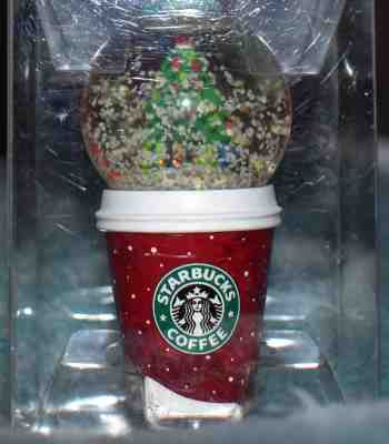 NEW in box 2007 Starbucks Coffee Ceramic Cup Mug Snowglobe Christmas Ornament - Sold on eBay Nov, 22nd 2018 for $15.99